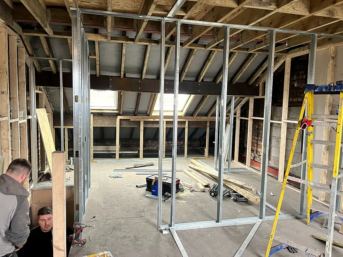 Framing out the new loft rooms, Norman Road