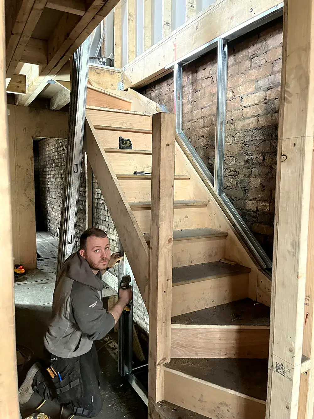 Building the new staircase up to the dormer loft, Norman Road