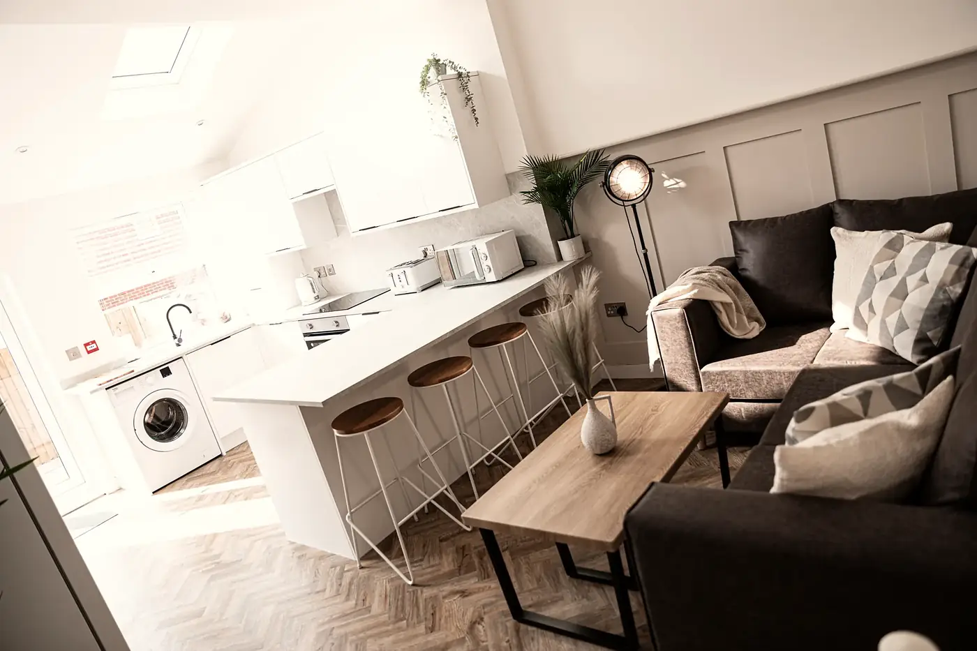 Open plan kitchen and lounge at Dukinfield Road