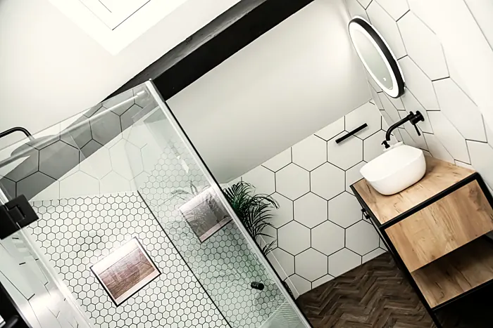 Urban Lofts One Bed shower room after