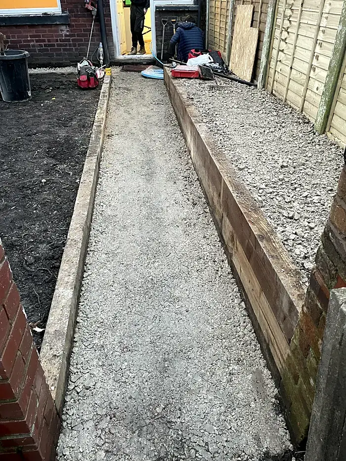 Radcliffe family homes garden and paths after