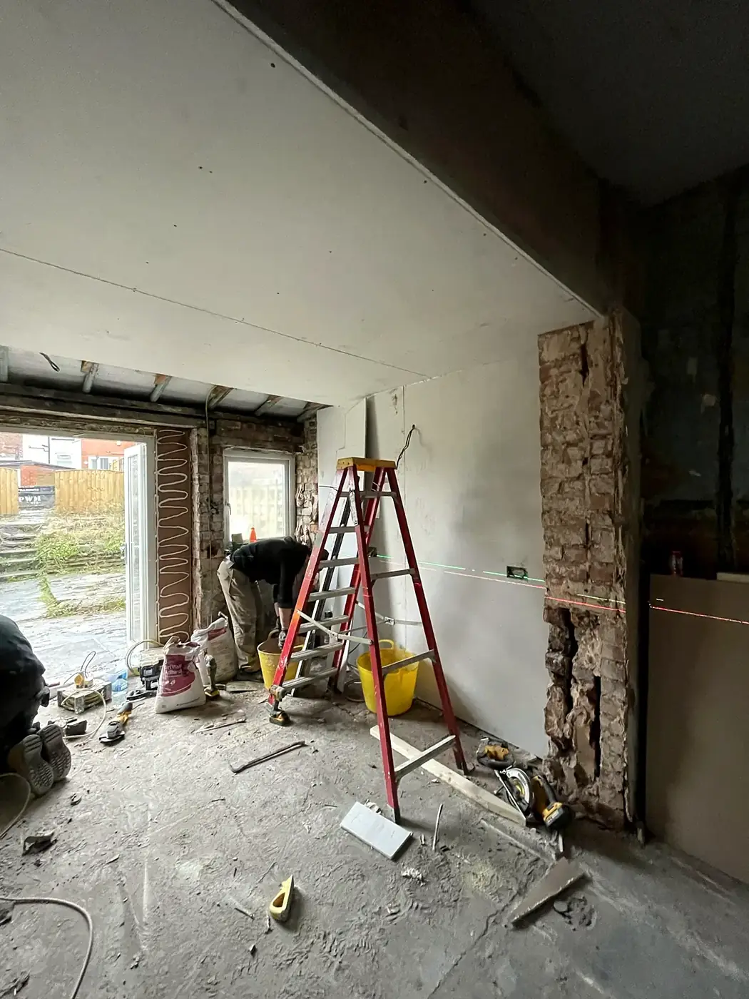 Radcliffe family homes kitchen opened up to the garden before